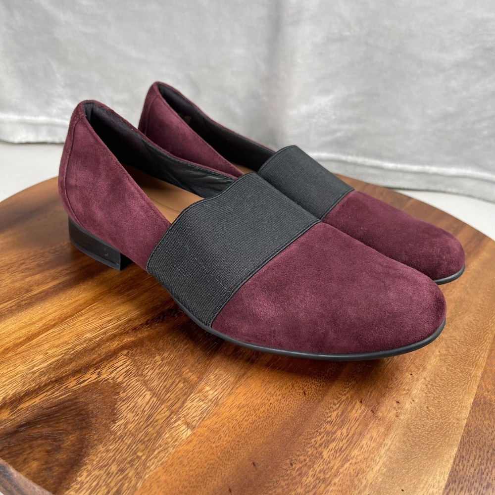 Unstructured by Clarks Shoes Womens 7M Loafer Wine Suede Un Blush Lo
